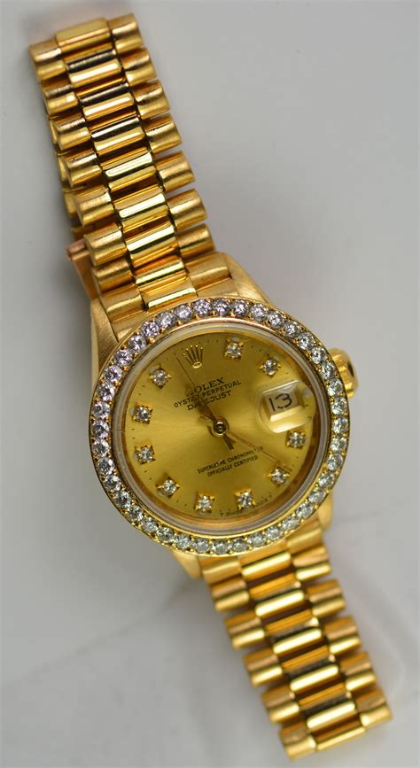 rolex women watch gold|18k gold rolex women's watch.